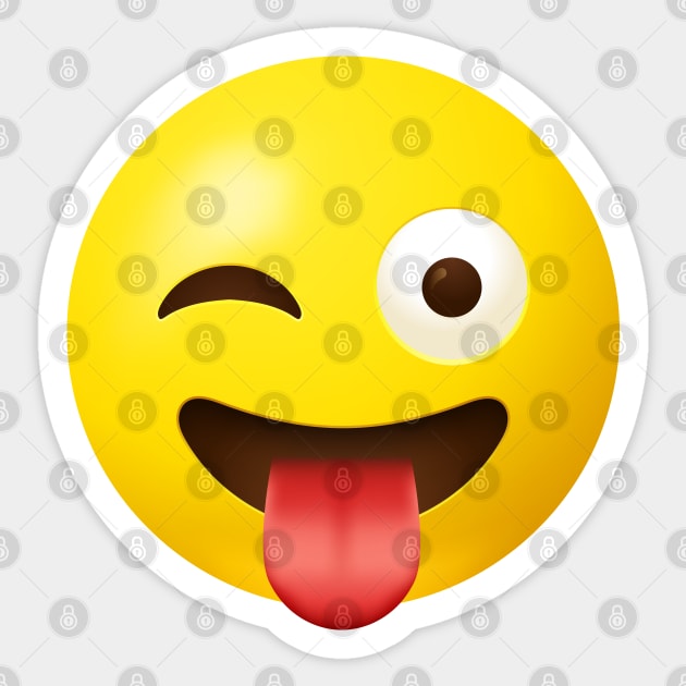 Winking face with tongue emoji Sticker by Vilmos Varga